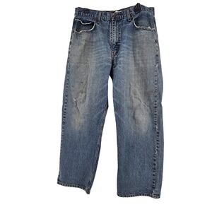 Levi Loose Straight Jeans Mens‎ W34 L30 Blue Cotton Distressed Grunge Denim